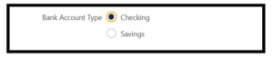 TAP Select Bank Account Type